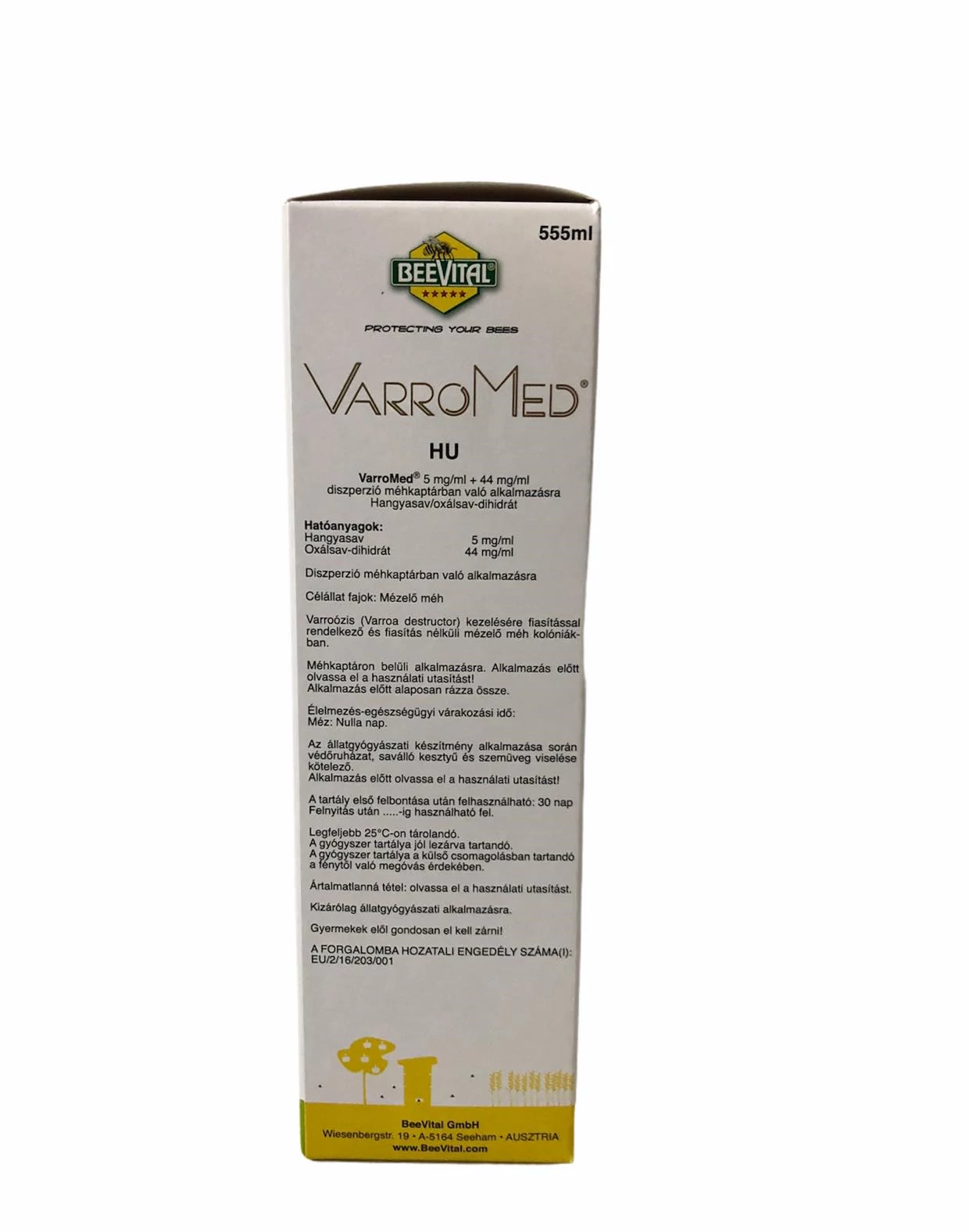 VarroMed 5 mg/ml + 44 mg/ml diszperzió méhkaptárban való alkalmazásra mézelõ méhek részére